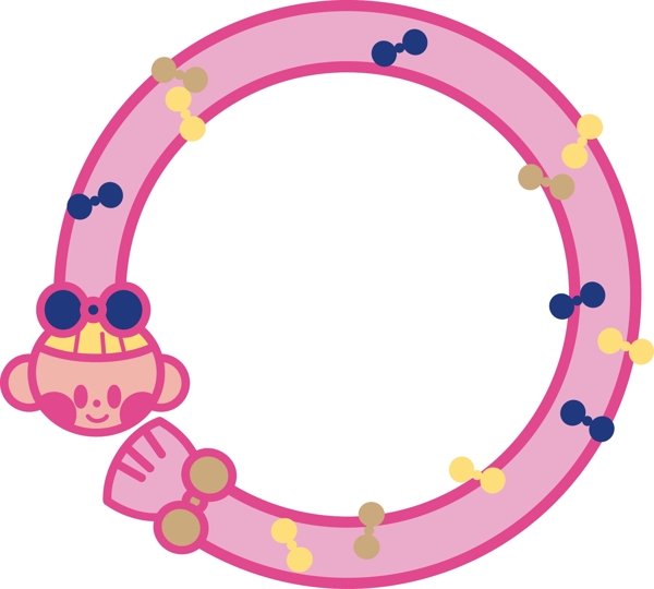 粉色动物框框插图