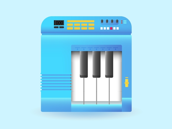 蓝色电子琴icon图标设计