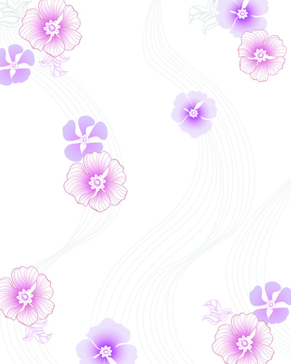 紫色小花朵室内移门创意画