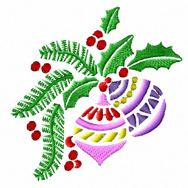 绣花圣诞节彩球免费素材