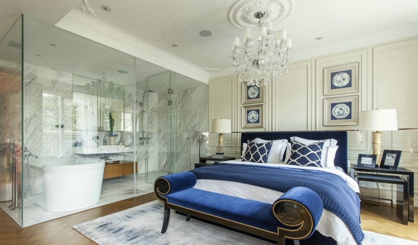大户型现代时尚卧室蓝色沙发椅室内装修图