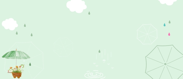绿色唯美淡雅小清新海报雨滴夏天
