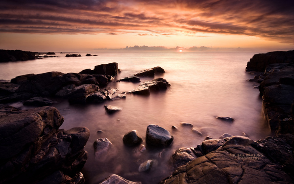 夕阳海滩图片