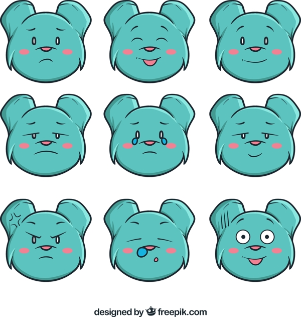 9款蓝色熊表情头像矢量素材