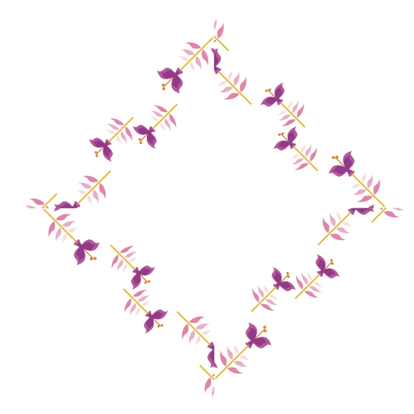矢量卡通扁平化紫色花卉边框