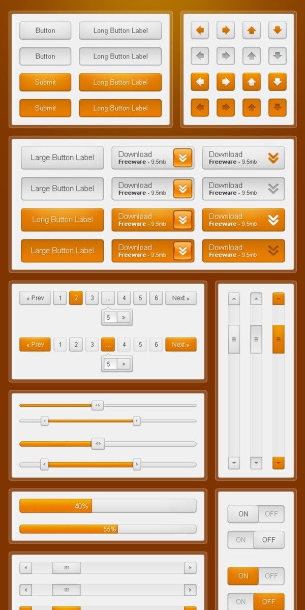 橙白色网站导航按键全站配套素材