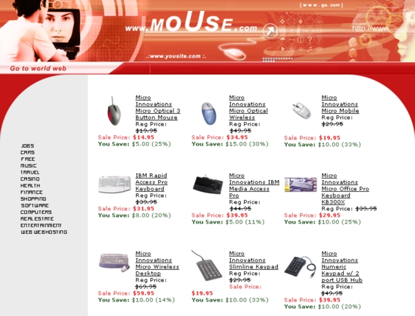 欧美电子公司鼠标产品网页模