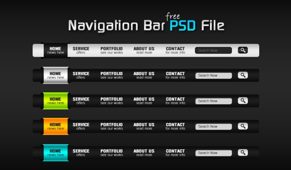炫彩导航条PSD素材下载