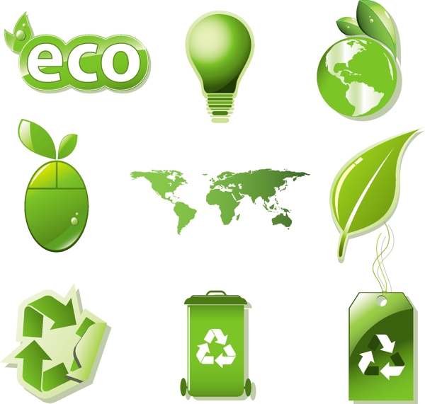 9清洁绿色自然循环向量元素集