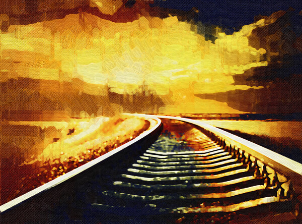 铁路抽象装饰画图片