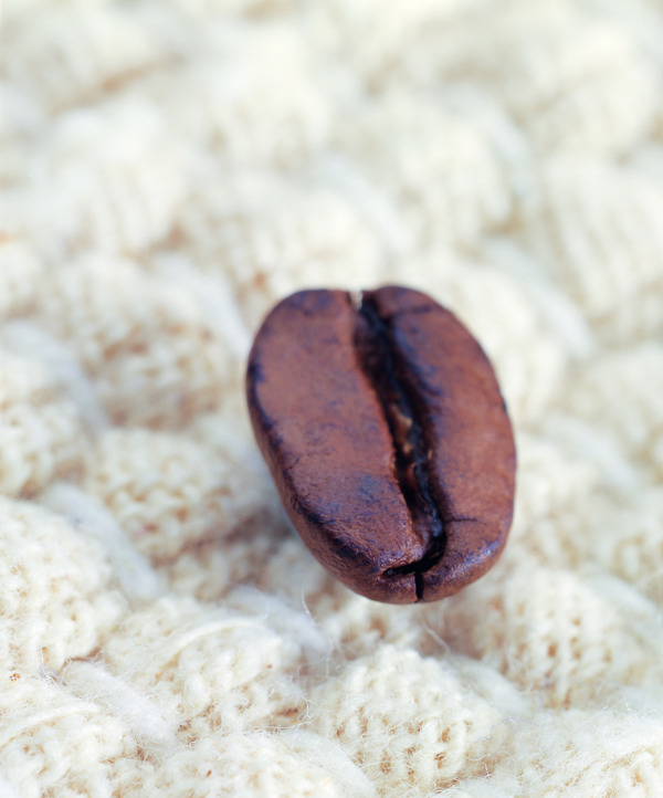 毛毯上的咖啡豆特写图片图片