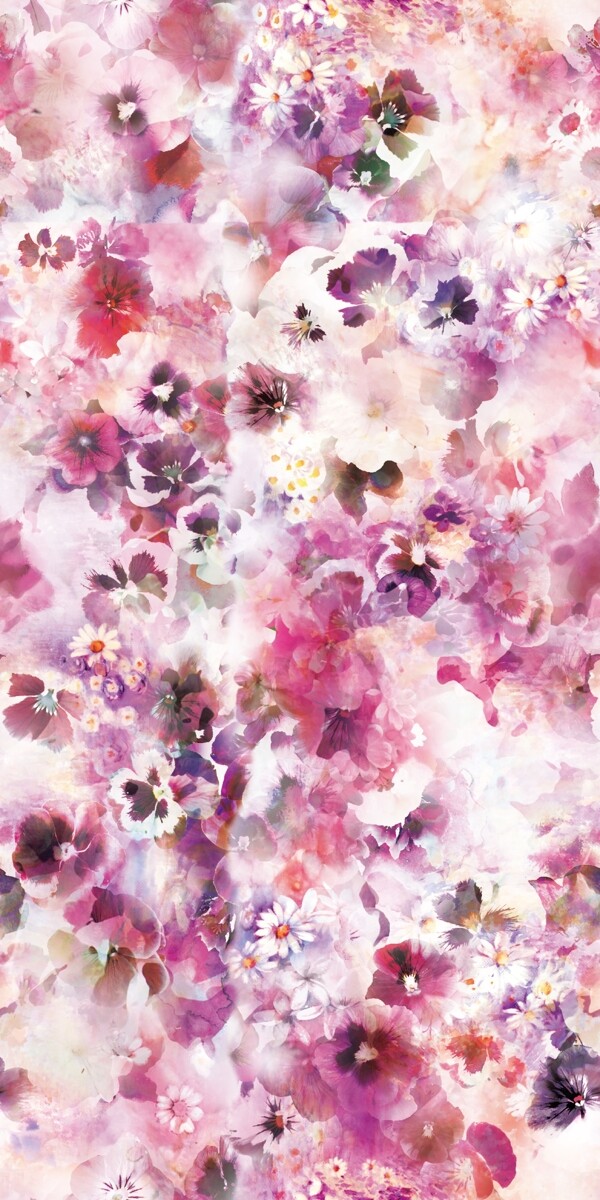 兰紫色花朵图案数码印花设计