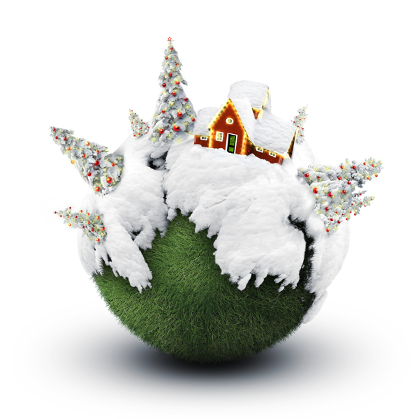 圣诞雪球上的圣诞树童话世界童话小屋图片