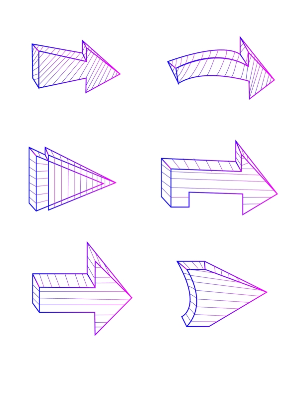 箭头线条蓝紫色渐变立体简约风可商用