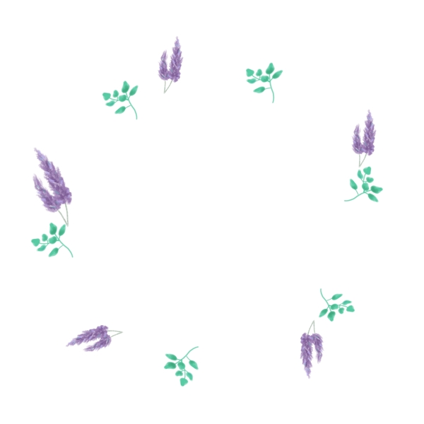 紫色的薰衣草绿色叶子花环
