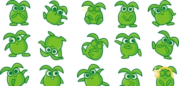 绿豆种子绿精灵卡通公仔图片
