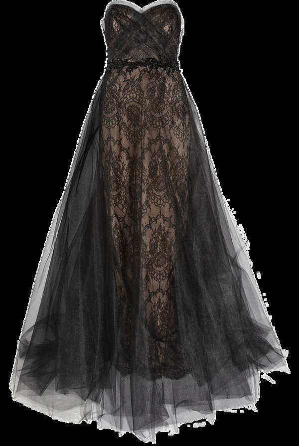 黑色蕾丝连衣裙免抠png透明图层素材