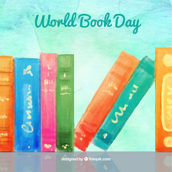 水彩世界图书日背景