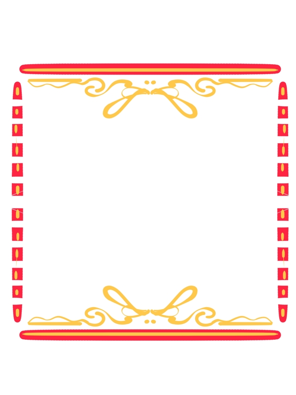 中国风金色红色元素手绘边框