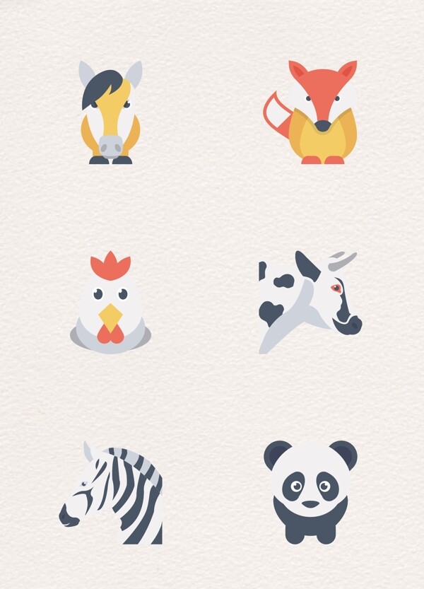 创意8组动物图标卡通素材