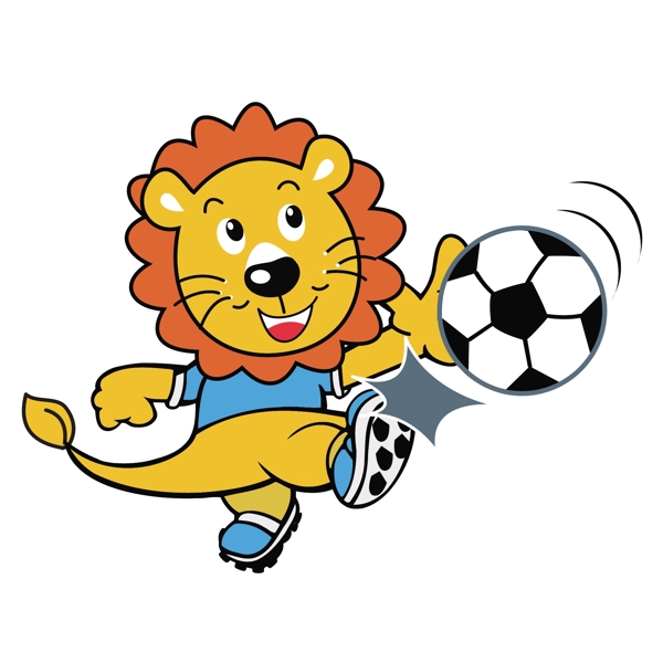 踢足球的狮子矢量素材
