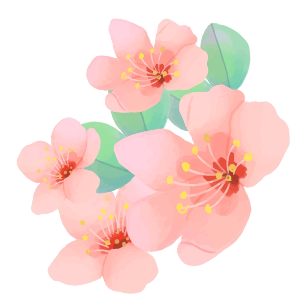 手绘花绘花朵矢量元素粉色