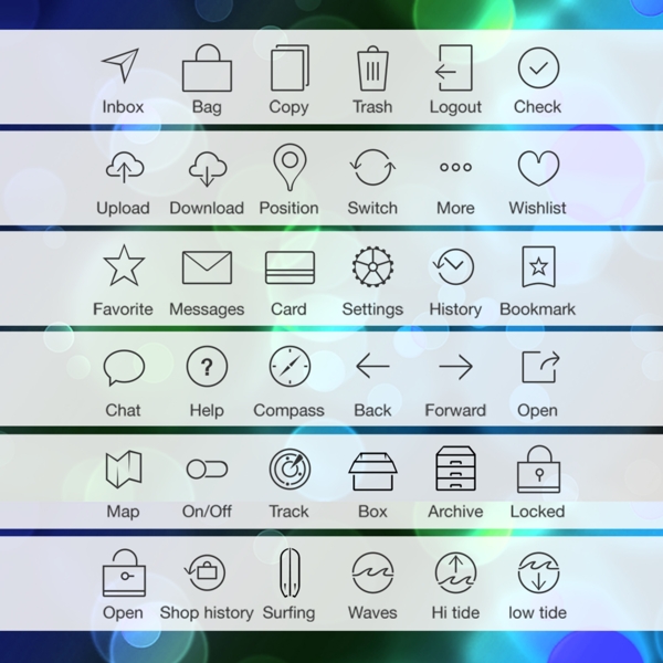 iOS网页UI线条矢量图标设计