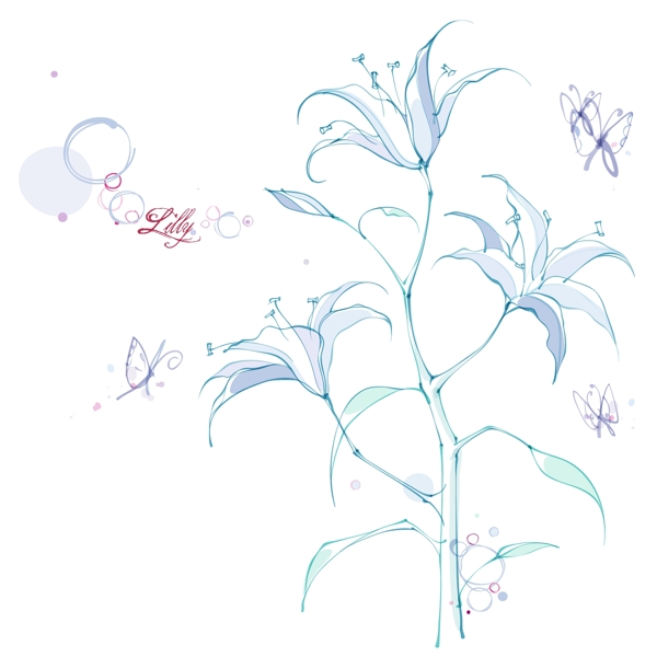 木兰花与百合花矢量图