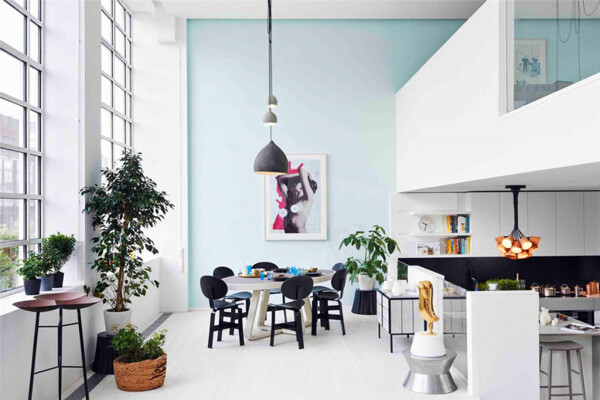 现代清新客厅绿植装饰室内装修效果图