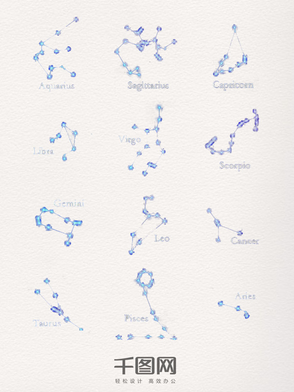 蓝色十二星座装饰图案