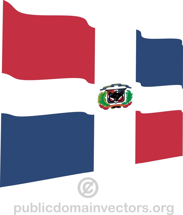 挥舞着旗帜的矢量多米尼加共和国