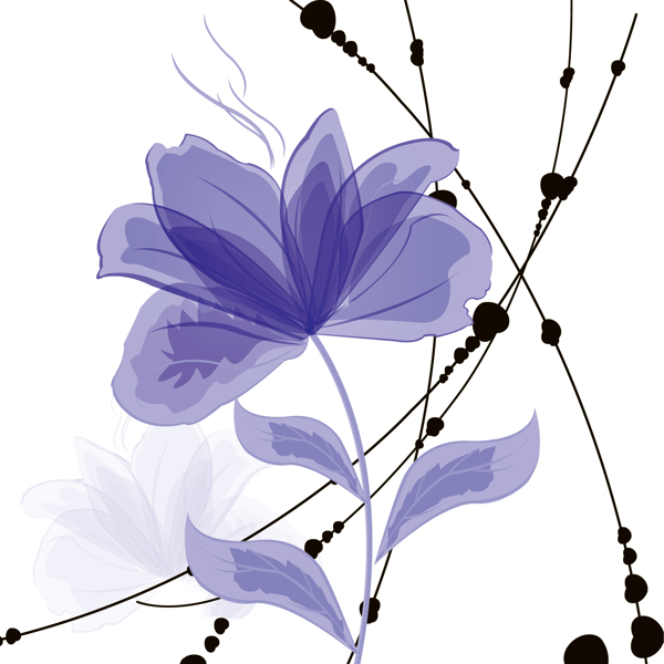 简易紫色花枝装饰画