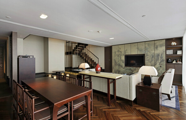 中式典雅木制家具客厅室内装修效果图