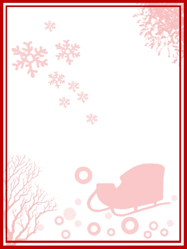 纯原创冬季下雪圣诞雪橇红色喜庆背景