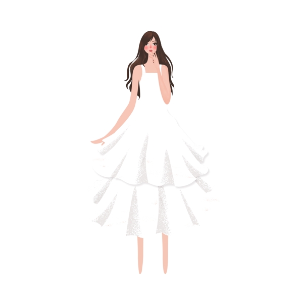 穿白色裙子的高雅女子卡通元素