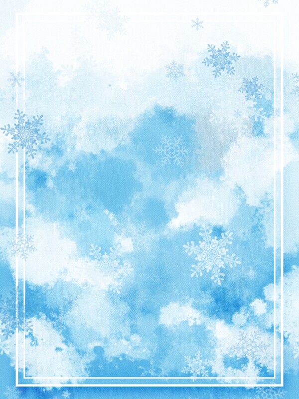 纯原创手绘冬天雪花几何水彩背景