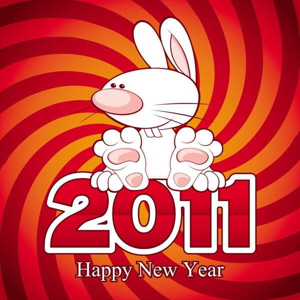 2011新年可爱兔子主题矢量素材