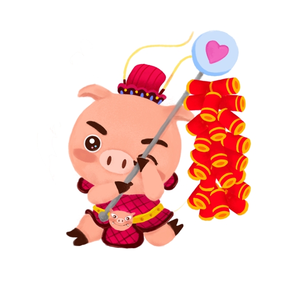2019春节小猪原创商用元素手绘吉祥物周年生肖