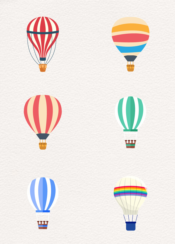 卡通多彩漂浮热气球设计