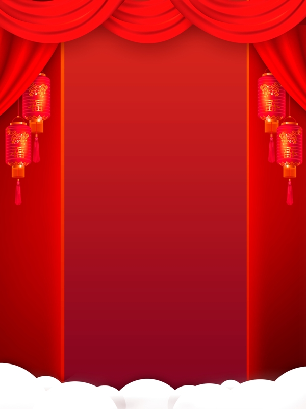中国风红色喜庆灯笼春节背景设计