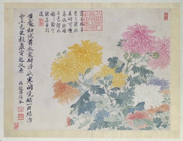 清恽寿平山水花鸟图册之菊花