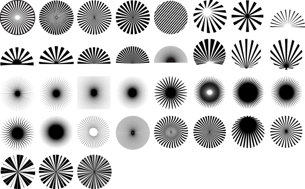 黑色和白色的设计元素矢量辐射系列13