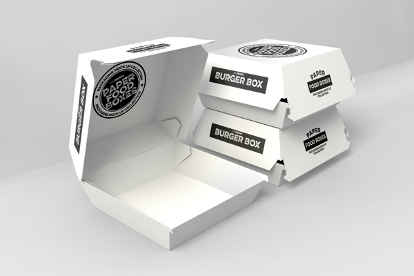汉堡快餐纸盒包装盒样机模板