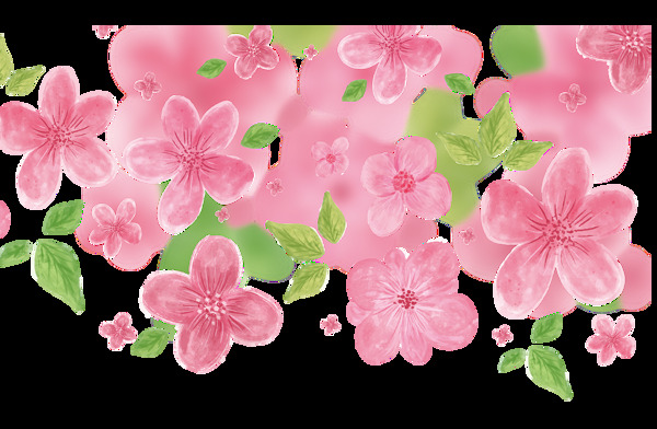 手绘粉色花朵元素