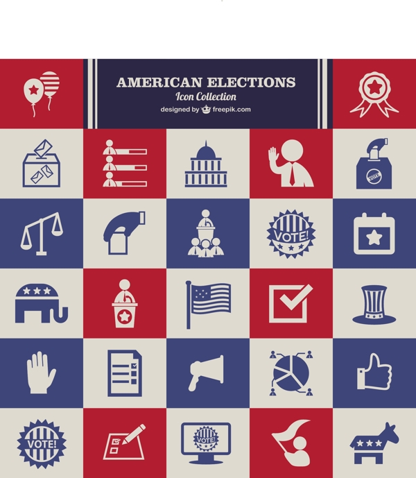 美国选举图标集