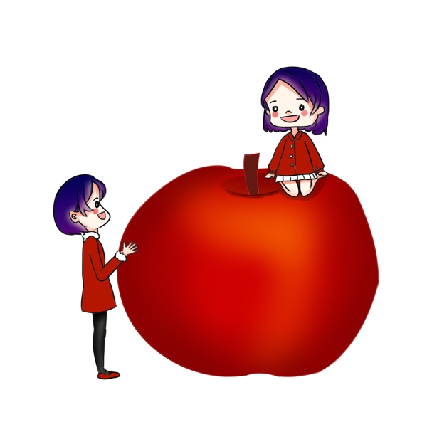 平安夜红苹果圣诞前夕手绘卡通PNG
