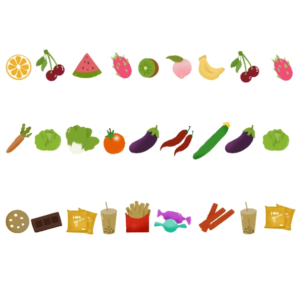 水果蔬菜零食图案胶带