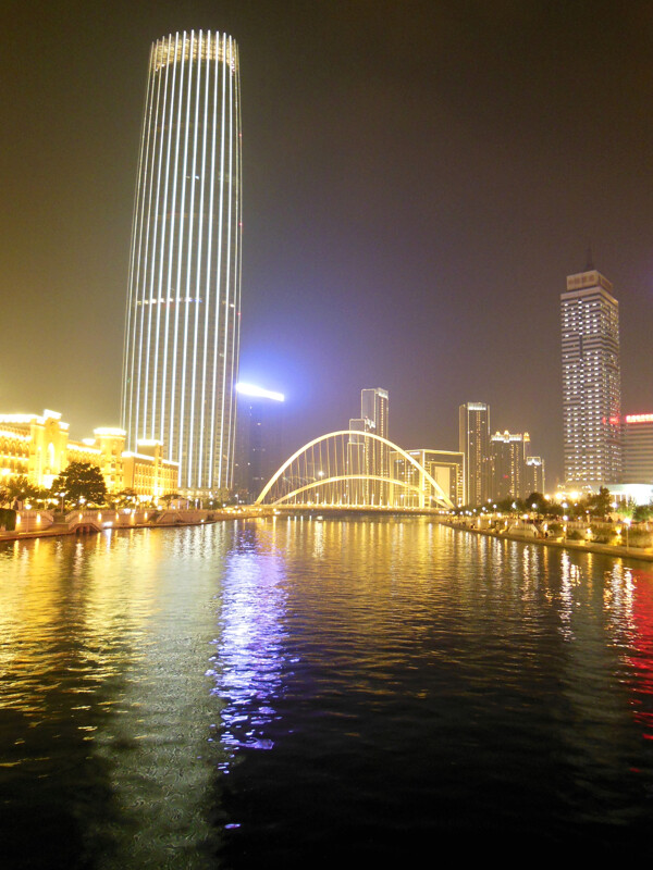 海河夜景图片