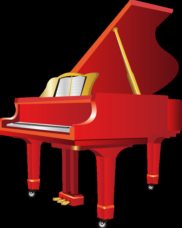 红色卡通钢琴设计