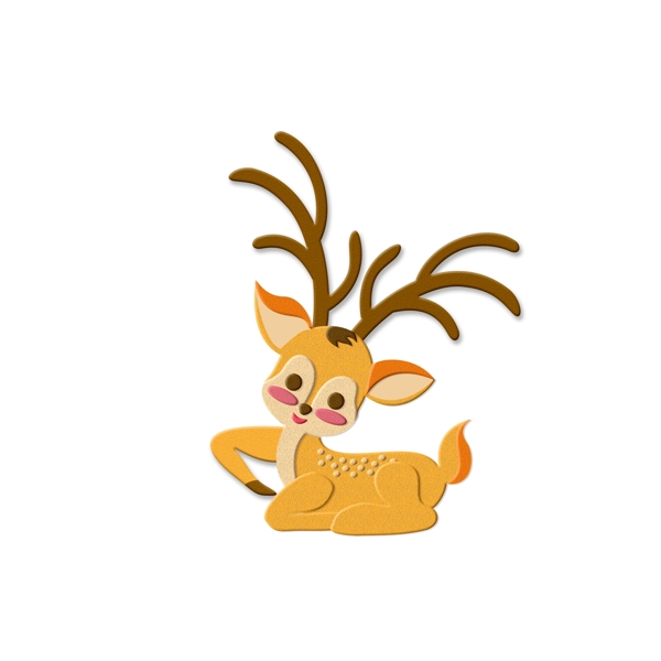 卡通可爱趴着的梅花鹿动物设计